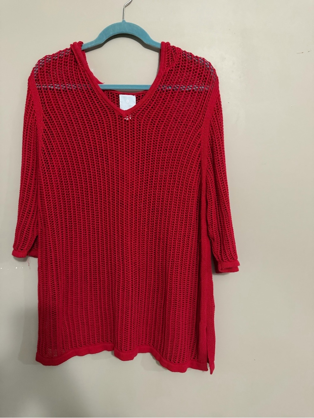 Beachy open knit 100% cotton swim cover/lightweight sweater size 1X